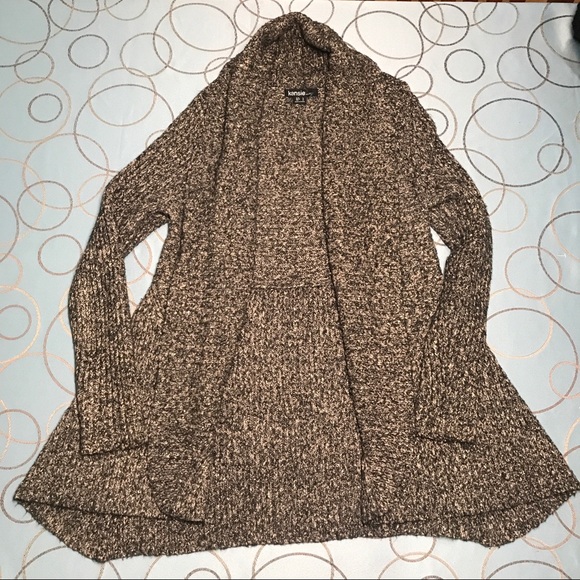 Kenzie Pretty Long Brown Open Cardigan, Size L - Picture 6 of 13
